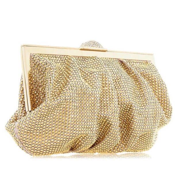 Judith Leiber Natalie Crystal Clutch Shoulder Evening Bag Minaudiere Champagne For Sale - Image 9 of 11