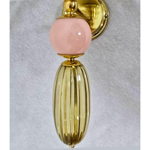 Metal 1980s Pair of Olive Green Murano Sconces For Sale - Image 7 of 10