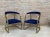 1940s Set of Mid-Century French Gold Brass Armchairs with Blue Velvet Upholstery, 1940s For Sale - Image 5 of 12