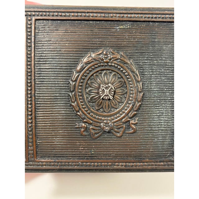 Victorian Antique 19th Century Jennings Brothers Jb 1880 Ornate Metal Trinket Box For Sale - Image 3 of 9