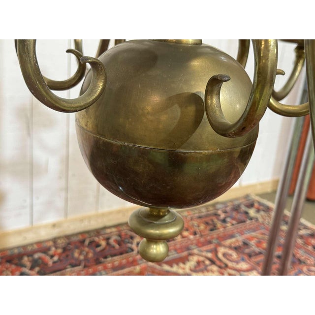 Two-Tier 12-Light Dutch Brass Chandelier, 1930s For Sale - Image 17 of 18