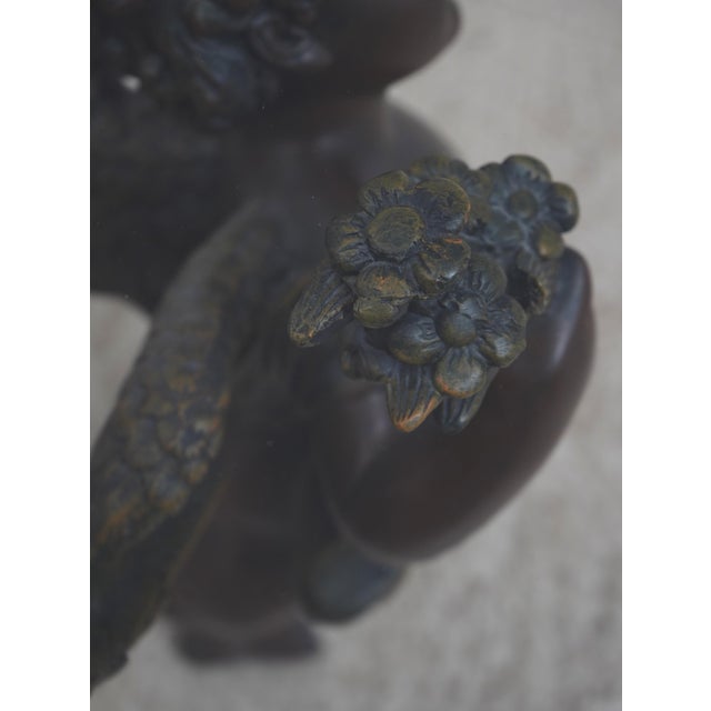 Bronze Beveled Glass Top Bronze Finish Cherub Base Cocktail Table For Sale - Image 8 of 12