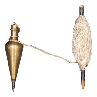Solid Brass Plumb Bob With Twine C.1940 For Sale