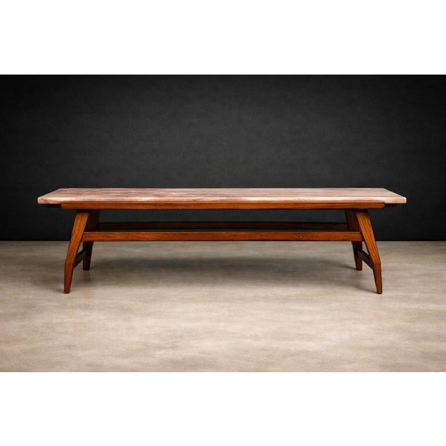 Pink Brazilian Modern Coffee Table in Caviuna wood & Rosé Portuguese Marble Top by Giuseppe Scapinelli, Brazil, 1950s — Lot 884 For Sale - Image 8 of 16
