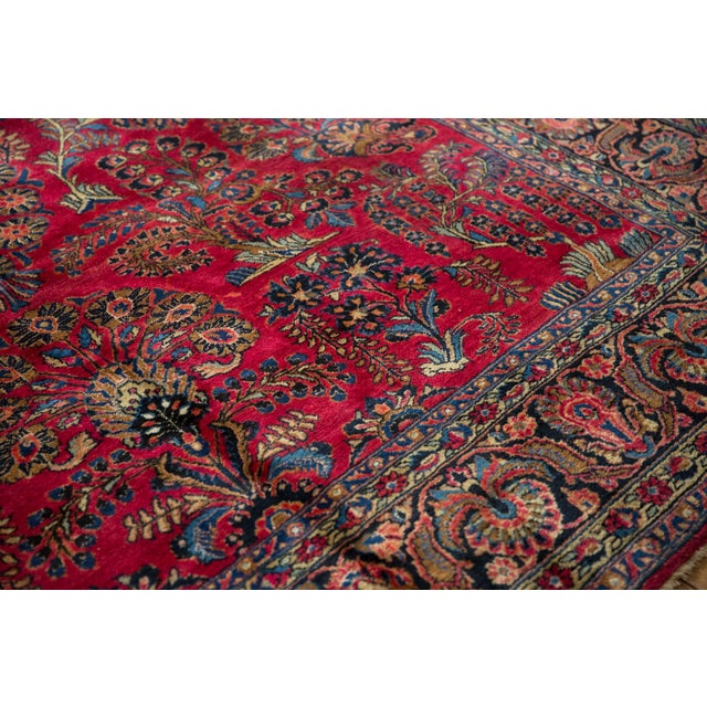 Old New House 1940s Vintage Persian American Sarouk Floral Wool Carpet For Sale - Image 4 of 12