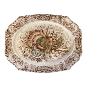 English Transferware Large Turkey Platter, Native American by Johnson Brothers