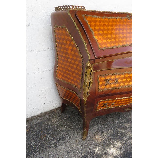 French Spain Inlay Bronze Large Bombay Secretary Desk 5957 For Sale - Image 12 of 12