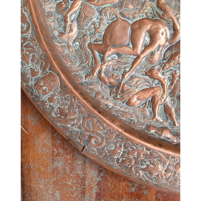 Metal 19th Century Large Copper Electrotype Charger "Battle of the Amazons" by Elkington & Co. For Sale - Image 7 of 16