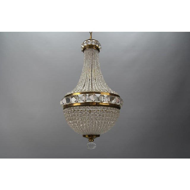 Empire Czech Crystal Beaded Dome Chandelier, 1950s For Sale - Image 6 of 18