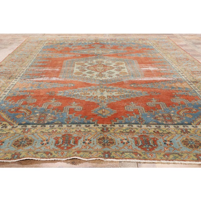 Terra Cotta Antique Persian Viss Rug - 08'03 x 11'08 For Sale - Image 8 of 9