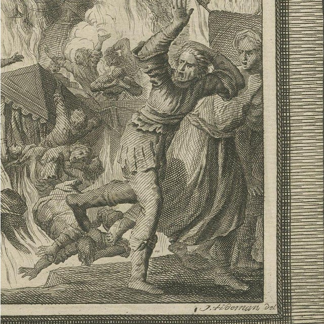 Pieter Mortier, Sabbath Breaker Stoned and Korah, Dathan and Abiram, 1700, Engraving For Sale - Image 6 of 12