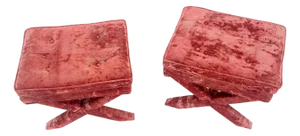 Pair of Red Brick X Base Billy Baldwin Mid Century Modern Window Benches MINT!