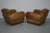 French Cognac Moustache Back Leather Club Chairs, 1940s, Set of 2 For Sale - Image 18 of 18