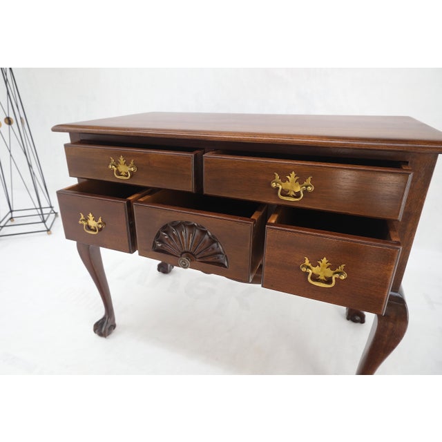 Wood Charak Solid Mahogany 5 Drawers Low Bow Dresser Cabinet Dresser For Sale - Image 7 of 12
