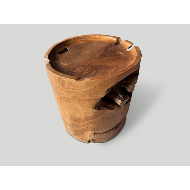 Contemporary Andrianna Shamaris Large Sculptural Teak Wood Tray Style Side Table For Sale - Image 3 of 6