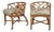 Vintage Chinese Chippendale Rattan Rolling Accent Chairs Wicker by Henry Link - a Pair For Sale