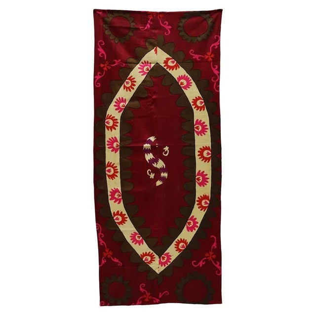 Vintage Hand Embroidered Suzani Wall Hanging, Uzbekistan, 1920s For Sale - Image 13 of 13