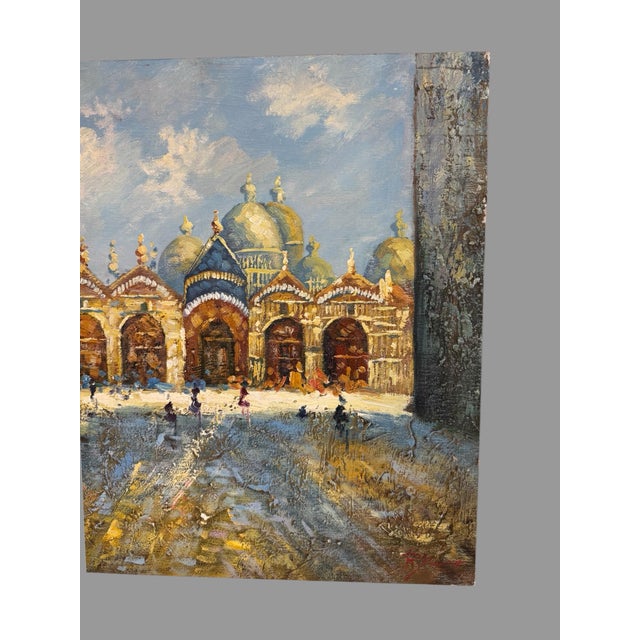 Impressionist Vintage Venice San Marco Square Impressionist Oil Painting on Canvas For Sale - Image 3 of 10
