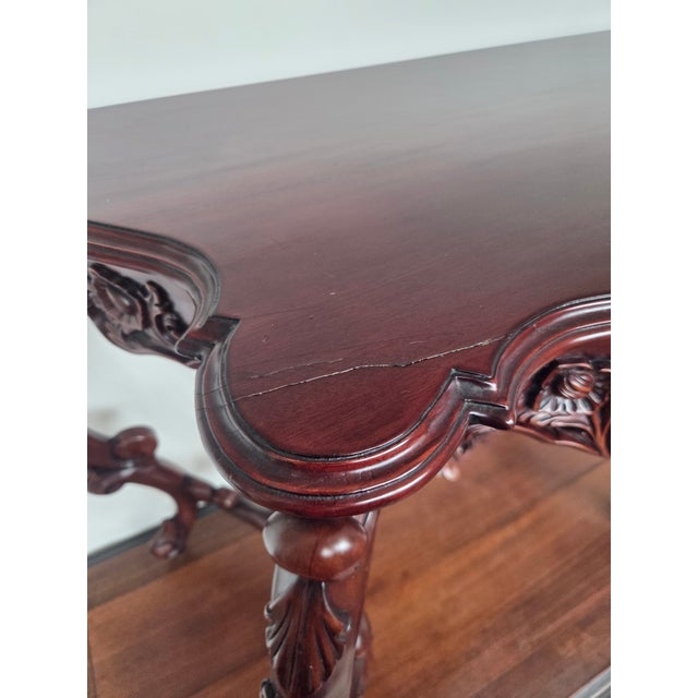 1970s Victorian Revival Mahogany Carved Pier/Console Table For Sale - Image 10 of 10
