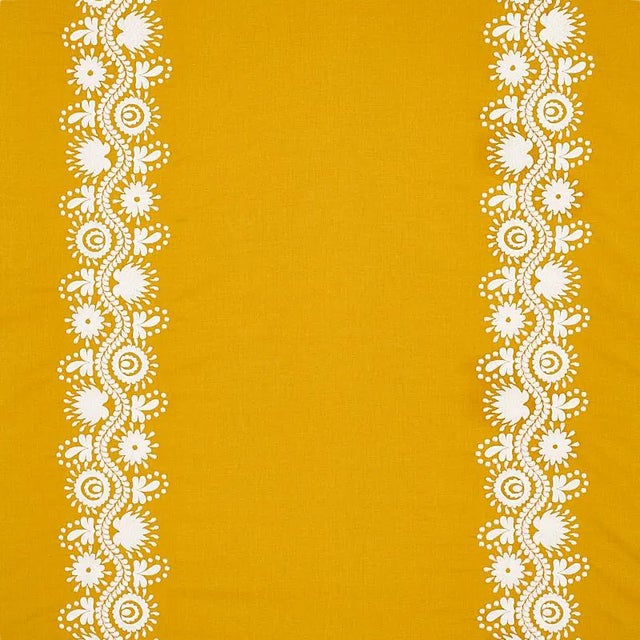 Sample - Schumacher Theodora Embroidery Fabric in Saffron For Sale
