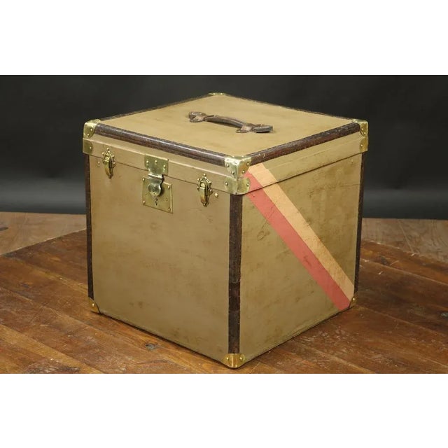 Canvas and Leather Hat Trunk For Sale - Image 5 of 7