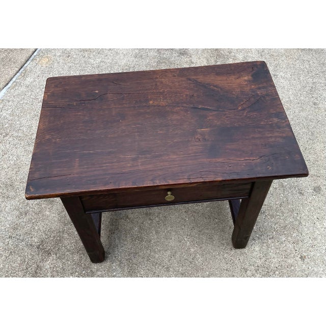 Vintage Rustic European Solid Wood Side Table With Drawer For Sale - Image 9 of 9