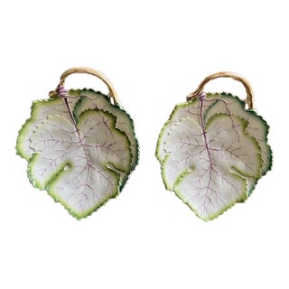 Pair of Hand Painted Royal Worcester Leaf Plates Circa 1898 For Sale