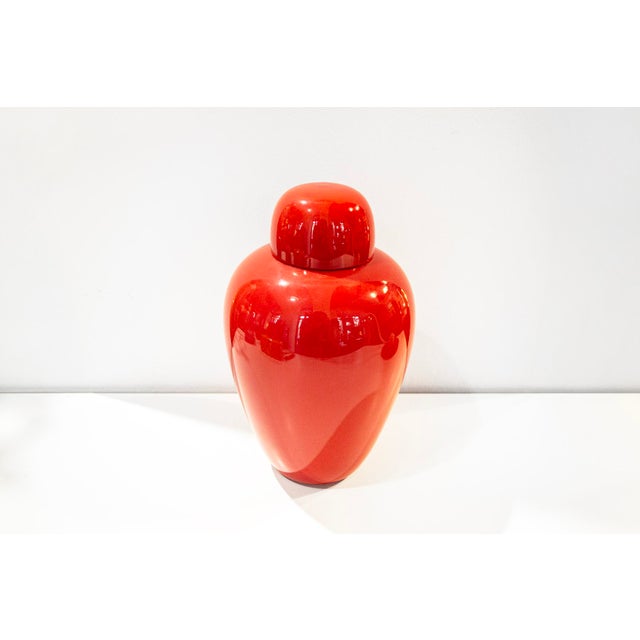 Murano glass vase. Color: Coral Designer: Tobia Scarpa Manufacturer: Venini Year: 1993 This piece has an attribution mark,...
