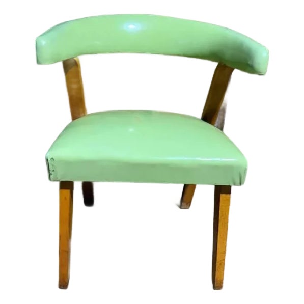 Mid 20th Century Iconic Style Tub Green Vinyl Faux Leather Chair For Sale