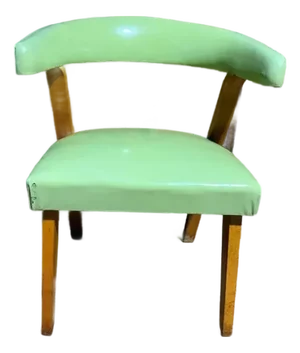 Mid 20th Century Iconic Style Tub Green Vinyl Faux Leather Chair