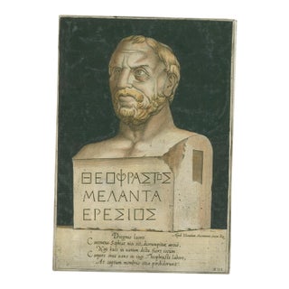 Theophrastus – Ancient Greek Philosopher – Lafreri Engraving, Rome, 1569 For Sale