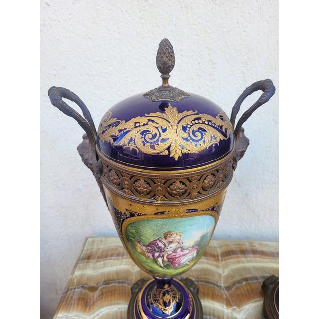 Covered Porcelain Vases in the style of Sèvres, Set of 2 For Sale - Image 17 of 18
