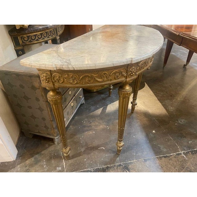 Gold 19th C. French Louis XVI Giltwood Console For Sale - Image 8 of 9