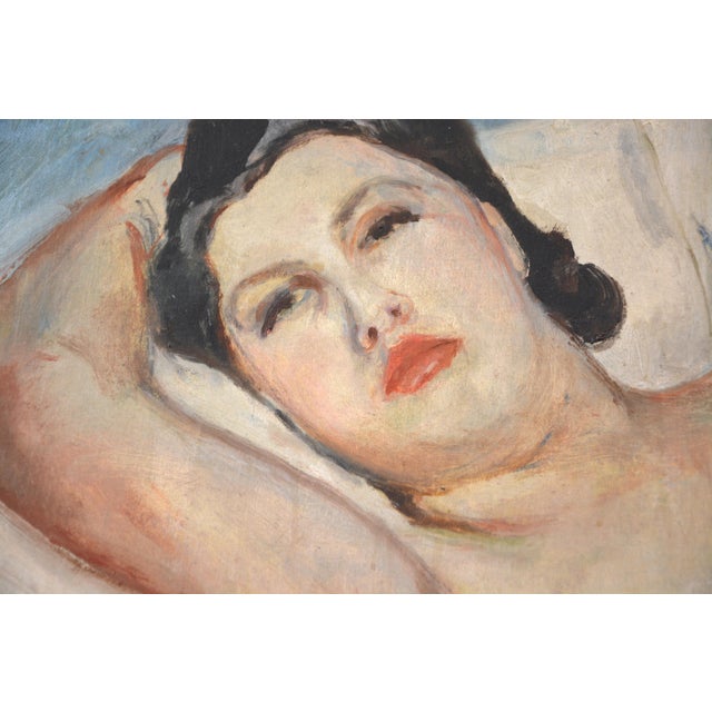 Outstanding painting by the italian artist Donato Frisia, dated 1930. Signed lower left in red. A sensual nude of woman...