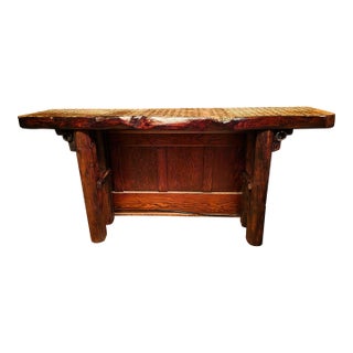 1990s Korean Console Table with Hand-Calligraphy Surface For Sale