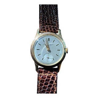 1950s Mid-Century Iwc Calatrava Cal. 88 Solid 14k Gold Manual Wristwatch W/ Box For Sale