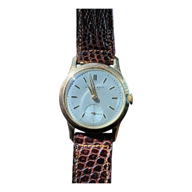 1950s Mid-Century Iwc Calatrava Cal. 88 Solid 14k Gold Manual Wristwatch W/ Box For Sale