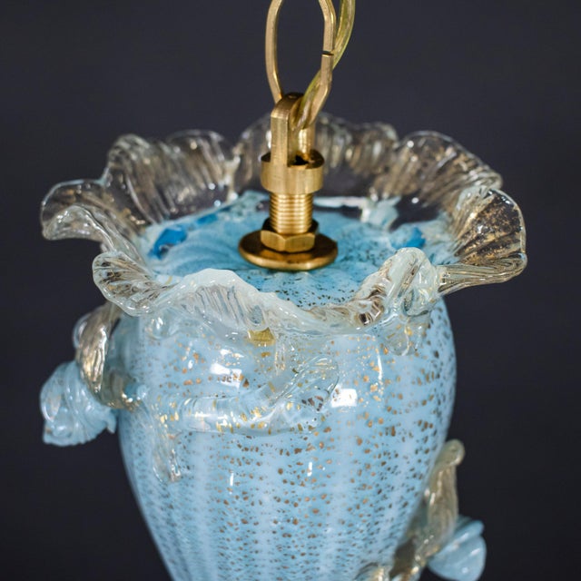 Mid‑Century Murano Glass Chandelier in Celeste Blue Floral Venetian Style in the Manner of Seguso Vetri d'Arte For Sale In Chicago - Image 6 of 18