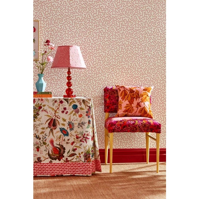 Contemporary Harlequin Wiggle Wallpaper in Peridot/Rose Quartz - a Sample For Sale - Image 3 of 3
