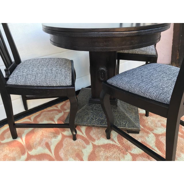 Black Round Brass Embossed Sheet Table & Chairs, 1920s, Set of 4 For Sale - Image 17 of 18