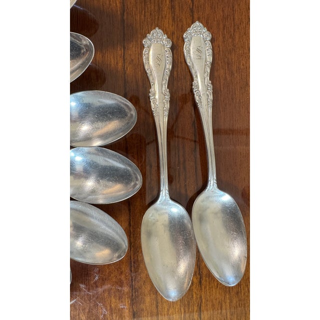 Antique Holmes & Edwards Silverplate Spoons,,Nassau/Fleur-De-Lis Pattern, Mono S Ornate 11 Pcs For Sale - Image 10 of 15