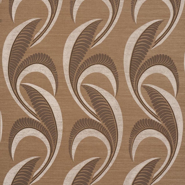 SAMPLE - Schumacher Banana Leaf Sisal Wallpaper In Mocha For Sale