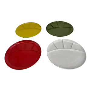 Vintage Kenro Divided Melmac Plates - Set of 4
