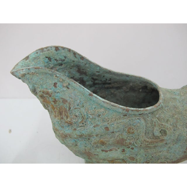 Chinese Bronze Ware Ritual Wine Multi Headed Beast Sheep Lidded Guang Vessel For Sale - Image 14 of 18