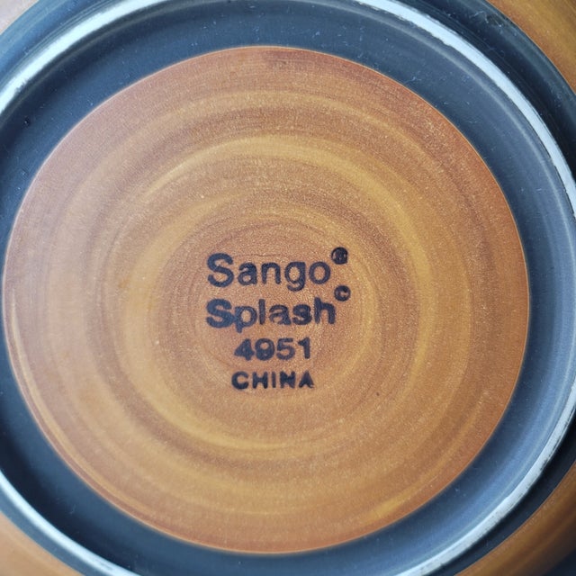2000 - 2009 Sango Splash 4951 Stoneware 8" Salad Plates Set of 4 For Sale - Image 5 of 6