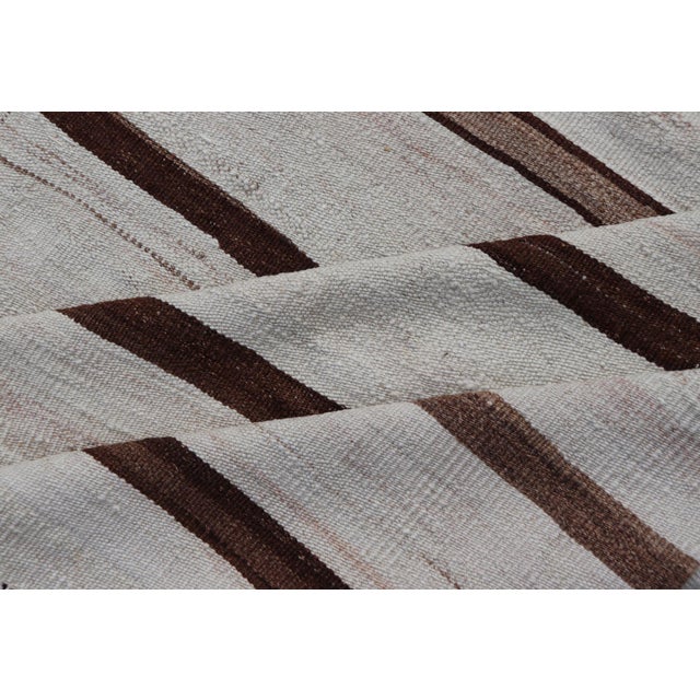 Flat-Weave Kilim Vintage Gallery Rug From Turkey With Horizontal Stripes For Sale - Image 13 of 14
