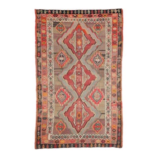 Mid 20th Century Large Vintage Turkish Kilim Rug For Sale