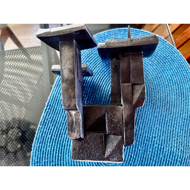 Brutalist Wrought Iron Candlestick from the E. Weiland Workshops, Switzerland, 1970 For Sale - Image 4 of 10