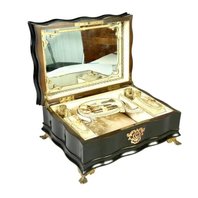 Wood 19th Century French Boulle Sewing Scent Necessaire Box For Sale - Image 7 of 12