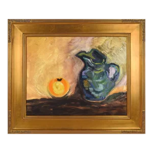 Vintage Modernist Expressionist Still Life Oil Painting on Canvas C.1980s